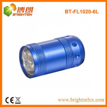 Factory Custom Made Metal 6 led Cheap Small Flashlight Torch With Keychain or Wrist Strap